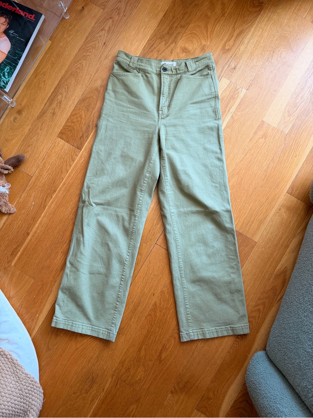 Madewell Straight Leg Pants in Olive Green